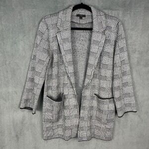 J Crew Sophie Sweater Blazer Womens Small Gray Glen Plaid Wool Blend Preppy